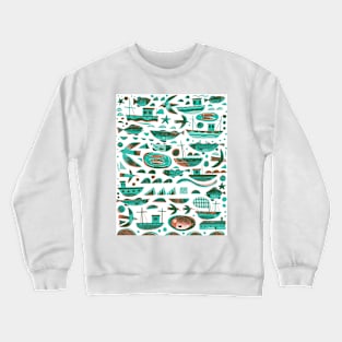 Boats and Fish Crewneck Sweatshirt